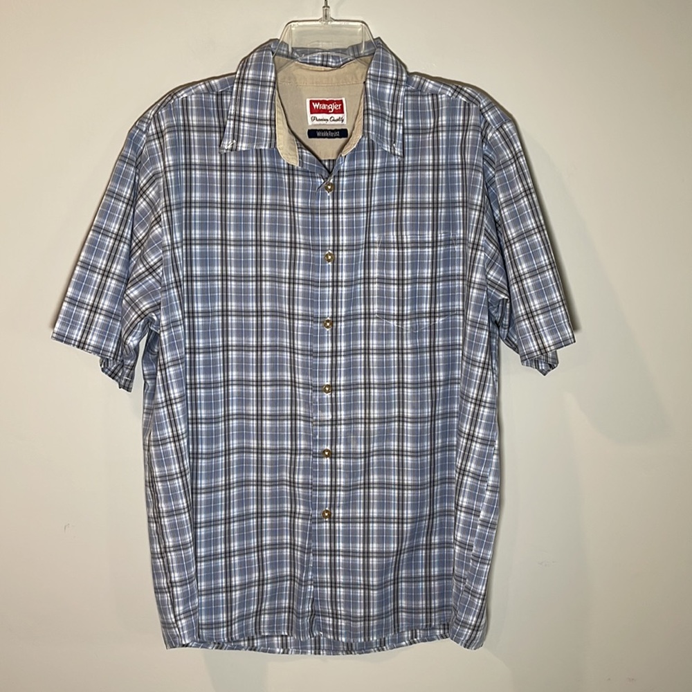 Wrangler Short Sleeve Plaid Button Down Shirt Mens Large